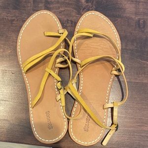 Strappy Soludos suede leather honey color size 8, only worn once